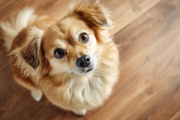 飼い主を見つめる小さな犬のまなざし.Generative AI