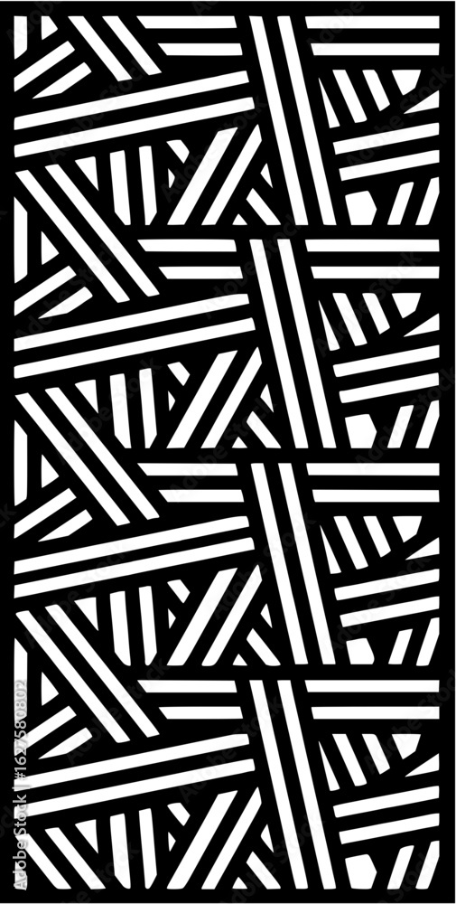 Poster abstract black and white pattern of intersecting stripes creating a modern geometric design element