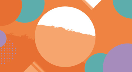 Geometric abstract shapes in muted colors. Layered circles, triangles, and dots in a contemporary style.