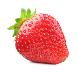 One fresh ripe strawberry isolated on white