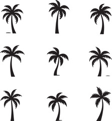 Fototapeta premium Palm Tree Silhouette SVG BundleTropical Beach Palm Tree Clipart SetCoconut Palm Tree Vector Collection for Cricut