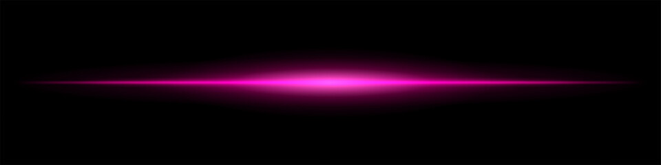 Single horizontal beam with intense glow at the center and sharp fade at the edges. Creates a clean visual effect with minimal abstract focus.