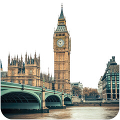 Big Ben, a high-resolution clip art image on a white background with no shadow.