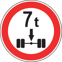 No Vehicles with a Loaded Weight Over Seven Tons Traffic Sign