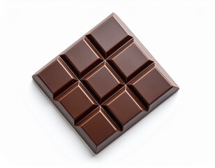 Minimal Dark Chocolate Bar – Top View on White Background