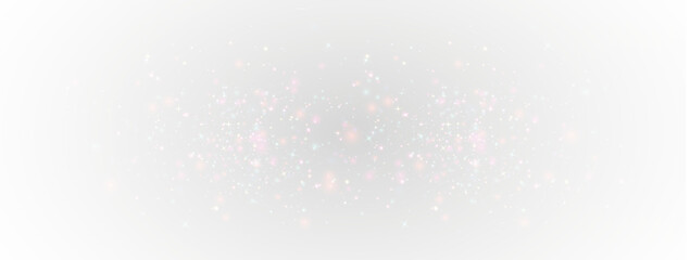 Fantasy colored dust with glowing particles, sparkle light and vector decoration png.