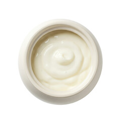 Close-up of creamy moisturizer in a round jar, showcasing smooth texture against a plain background