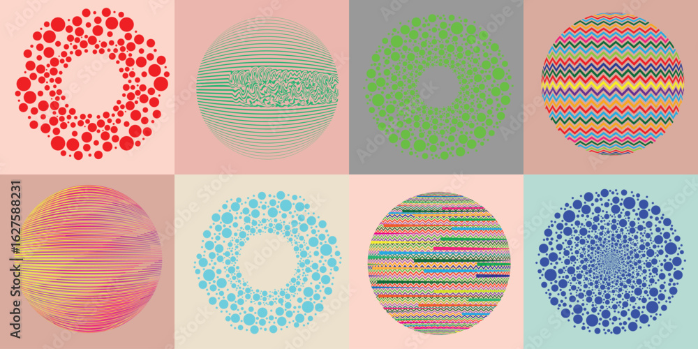 Poster lines and dots in circle form .rotate rounded shape vector .rotating dots form a circle .rotating an