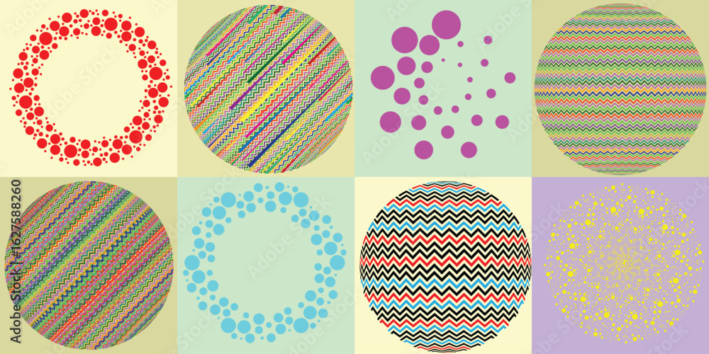 Poster lines and dots in circle form .rotate rounded shape vector .rotating dots form a circle .rotating an