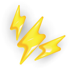Trio Lightning Bolt Icon Set in Yellow Gold for Bold Branding and Energy Concepts