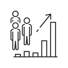 Population growth icon. Linear vector illustration. People evolution chart. Simple symbols. Demography growth. Increase social development.