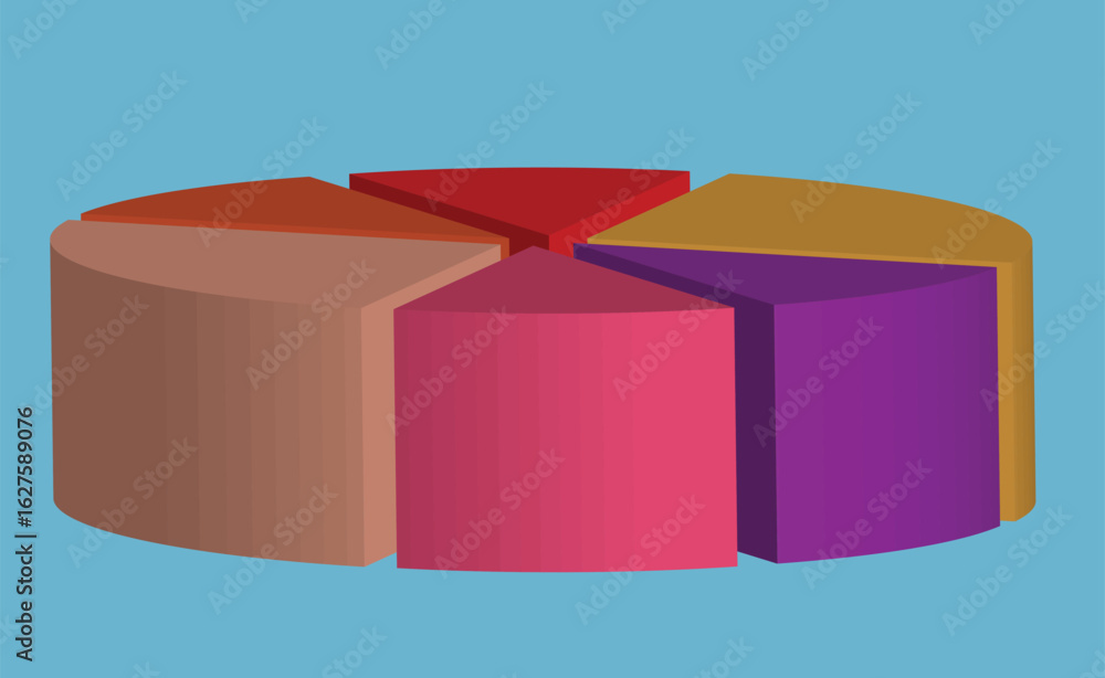 Aufkleber pie chart 3d showcasing data visualization. each section is a different color with a glossy glass-li