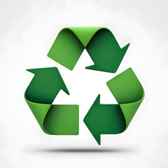 Obraz premium A vibrant green recycling symbol rendered with a 3D effect on a white background.