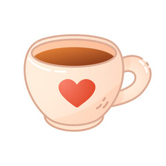 Cute tea mug with heart for cozy designs