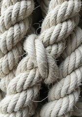 3d icon of close up of a knotted rope with a detailed texture and pattern design transparent background
