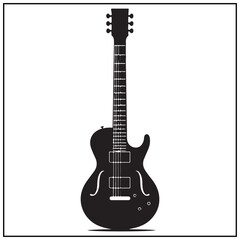 Naklejka premium Vector art of black silhouette of an electric guitar isolated on white background