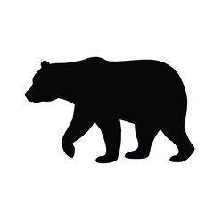 Obraz premium Powerful bear silhouette walking, strength and wildlife concept, perfect for branding, logos, nature projects, and conservation campaigns needing bold imagery