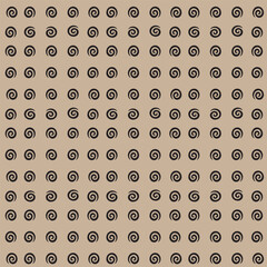 Vector art of seamless pattern with black spiral elements on beige background, perfect for textile design, wallpaper, and creative projects isolated on white background