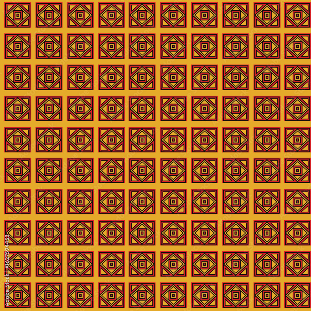 Aufkleber vector art of geometric pattern with square tiles in retro style, a decorative design for fabric and