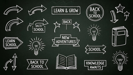 Chalkboard Doodle Back to School Vector Elements