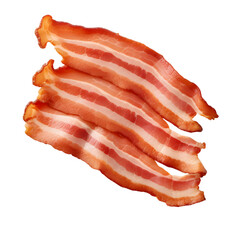 Obraz premium Three strips of cooked bacon on a plain black background view