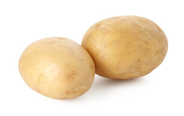 Two fresh raw potatoes isolated on white