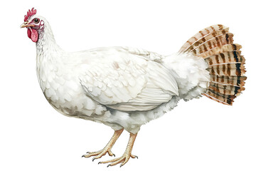 White Turkey Watercolor Isolated on White background