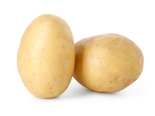 Two fresh raw potatoes isolated on white