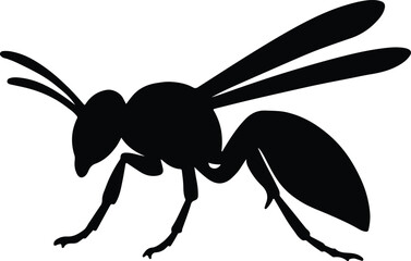 Silhouette wasp insect black flying stinging vector illustrator