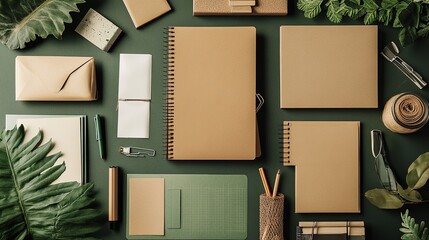 A collection of eco-friendly stationary made from recycled paper, highlighting sustainable office supplies. .