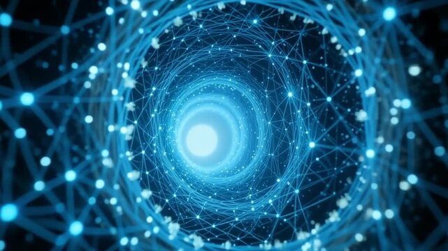 Dive into the future with this dynamic technology tunnel, perfect for illustrating innovation, connectivity, and the digital world today. AI generative video