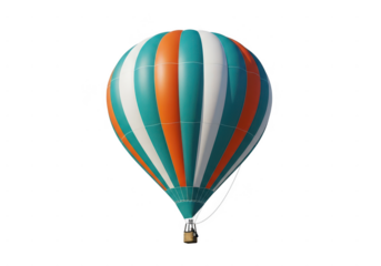 Colorful hot air balloon isolated on transparent background