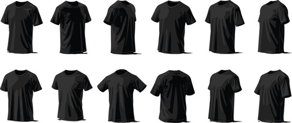 Tank silhouette set, black military vehicle icons, side view armored designs, war machine vector collection, combat tank illustration