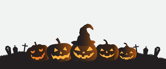 Happy halloween with spooky cartoon cards or banners with bats, pumpkins, ghosts, City panorama in halloween style. Scary halloween isolated poster background, city panorama in halloween background