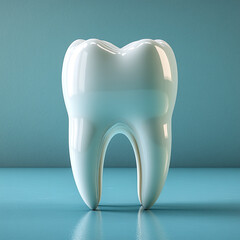 Healthy white tooth on a blue background