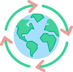 Global earth illustration with circular recycling arrows symbolizing environmental protection and sustainability