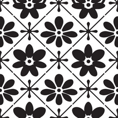  A seamless geometric floral pattern with a clean, graphic style. 