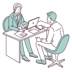 Fototapeta premium Job Interview or Business Meeting at Office Desk Vector Illustration