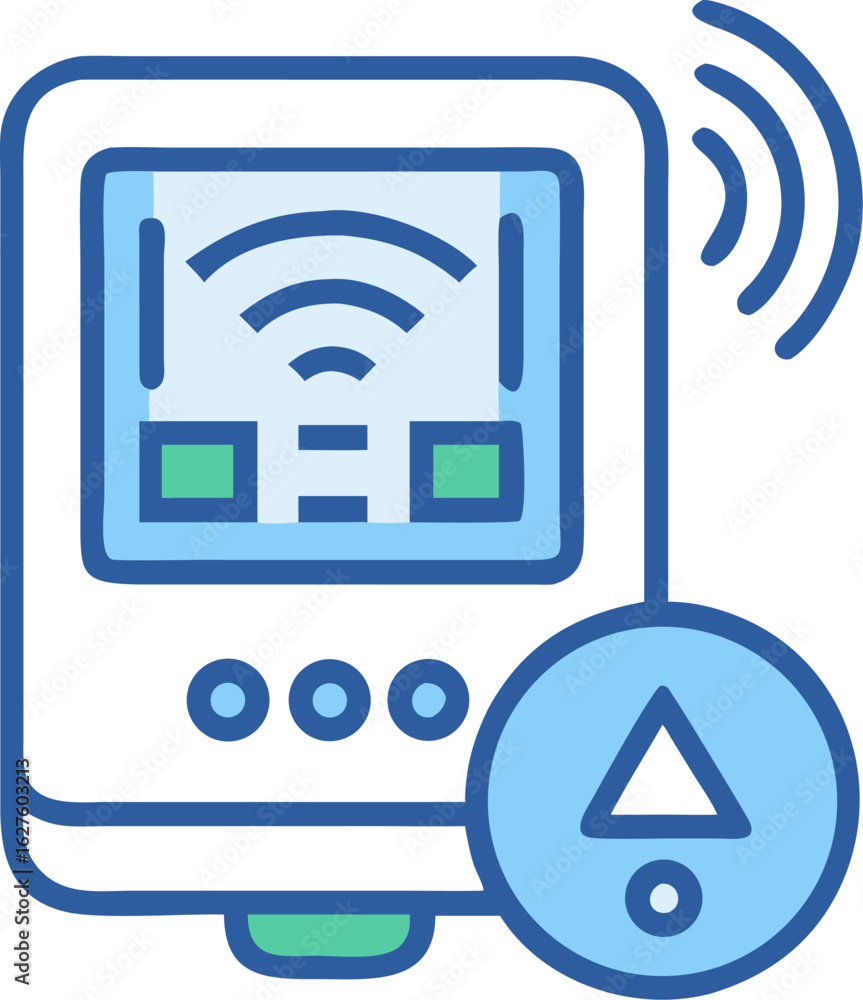 Aufkleber modern smart energy meter with digital display and power consumption indicators representing efficie