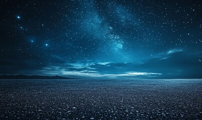 Empty asphalt floor with a night sky above, creating a peaceful, open atmosphere ideal for urban photography or introspective moments, Generative AI