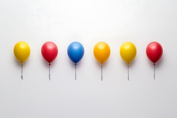 A cluster of birthday balloons drawn in a flat style.