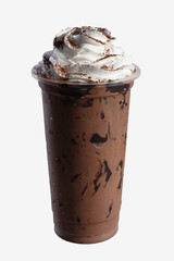 Iced chocolate milkshake with whipped cream topping
