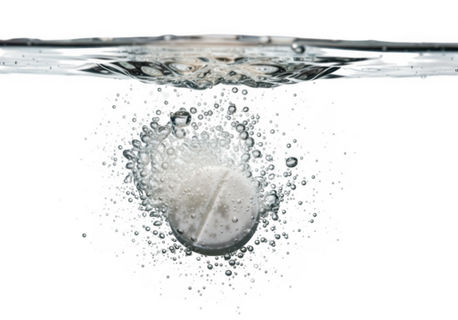 Effervescent tablet dissolving in water isolated on transparent background - Powered by Adobe
