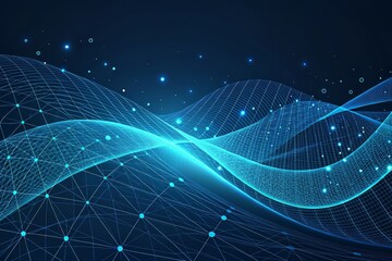 Abstract Technology Background: Digital Wave Pattern with Connecting Dots