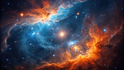 Vibrant nebula with glowing stars and cosmic dust