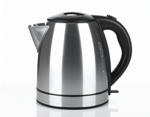 A modern stainless steel electric kettle with a transparent water level indicator,