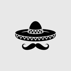  sombrero, mustache, design, icon, vector, graphic, Mexican, hat, cultural, illustration, festive, symbol, traditional, blackandwhite, Mexicanhat, culturalicon, fiesta, party, Mexicanart, fun, celebra