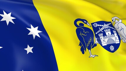 Photo realistic slow motion 4KHD flag of the Australian Capital Territory waving in the wind.  Seamless loop animation with highly detailed fabric texture in 4K resolution.