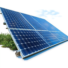 Solar panel on a pole isolated on a white background