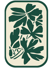 
Hand Drawn Botanical Vector Pattern - Green Leaves on Beige Background
